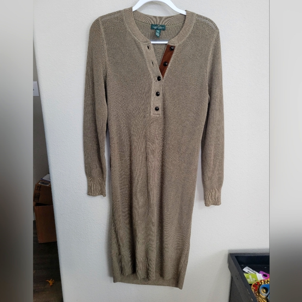 Lauren Ralph Lauren Tan Long Sleeve Dress